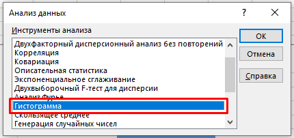 Выбираем гистограмму