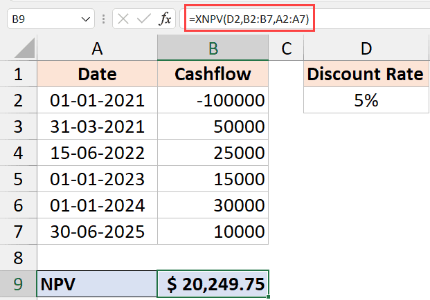 Расчет NPV (чистой приведенной стоимости) в Excel (простые формулы)