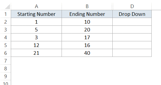 Как создать список всех чисел между двумя определенными в Excel