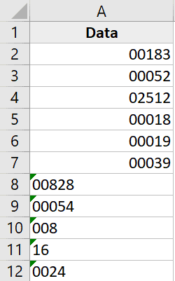 Как удалить нули в начале чисел Excel